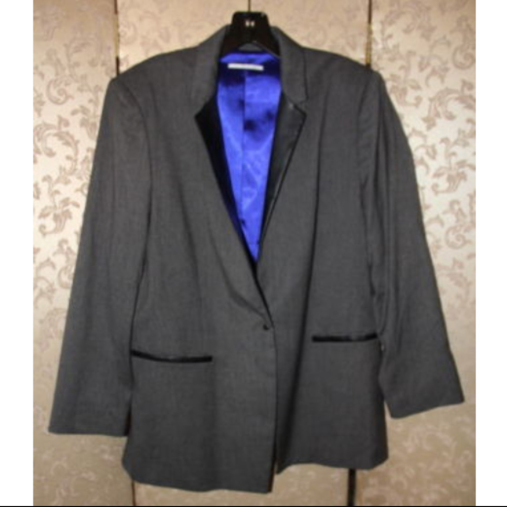 T Tahari Faux Leather Blazer Jacket 14